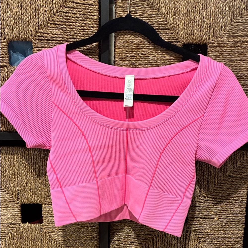 Aerie Pink Ribbed Crop Top